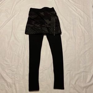 WST women winter warm elastic fake two pieces body con skirt & pants